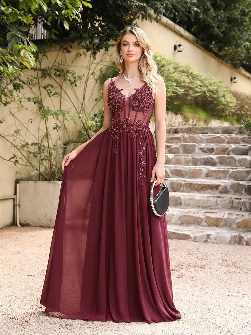 Women's Dusty Blue Floral Lace Maxi Dress - Spaghetti Straps, Boho Style - Buy Center US