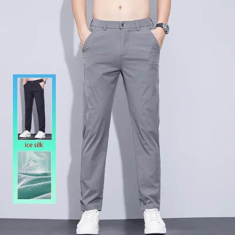 KUBRO Men's Ice Silk Trousers - Breathable, Lightweight Casual Pants - Buy Center US