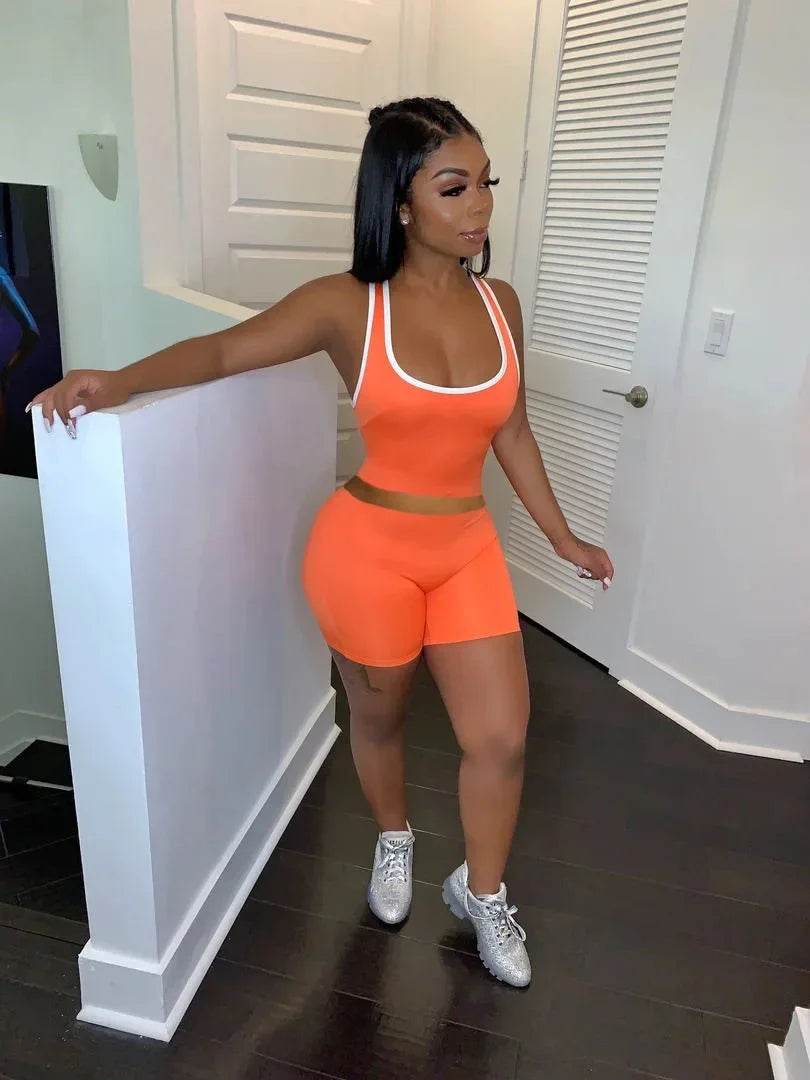Sexy Solid Color Women's Tank Top & Shorts Set - Spring Fashion 2024 - Buy Center US