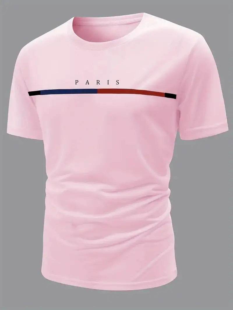 Men's Paris Pattern T-Shirt - Breathable Summer Casual Wear - Buy Center US