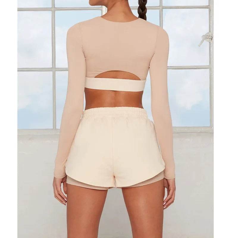 American Fashion Long-Sleeved Yoga Set - Color Collision Design - Buy Center US