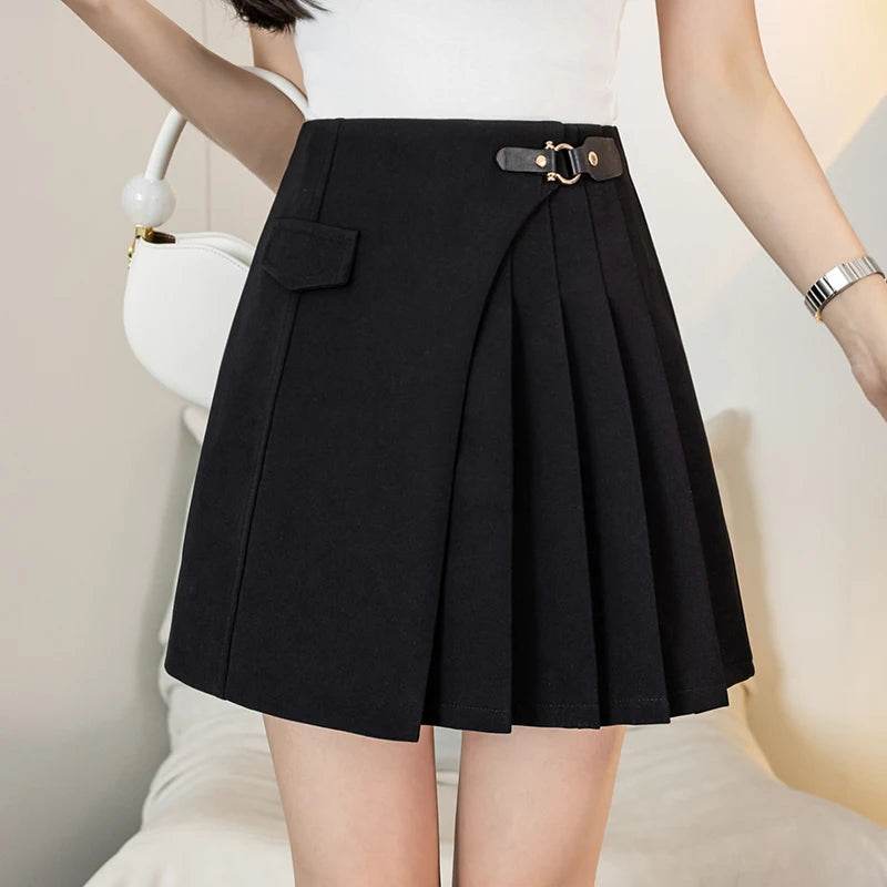 Seoulish High Waist Pleated Mini Skirt - Elegant A-Line Design - Buy Center US