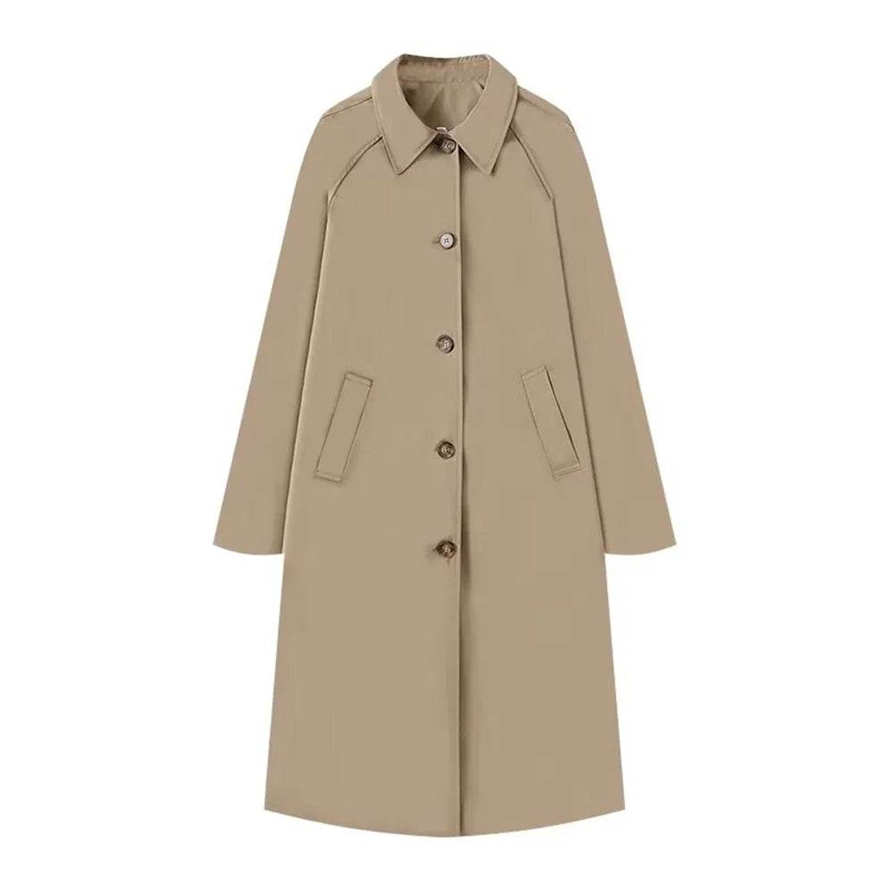 Zach Ailsa Women's Winter Trench Coat - Single Breasted, Long Sleeve - Buy Center US