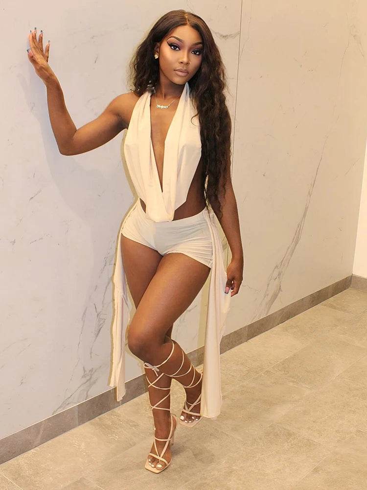 Weird Puss Women’s 2-Piece Halter Set - Sexy Clubwear with Shorts - Buy Center US
