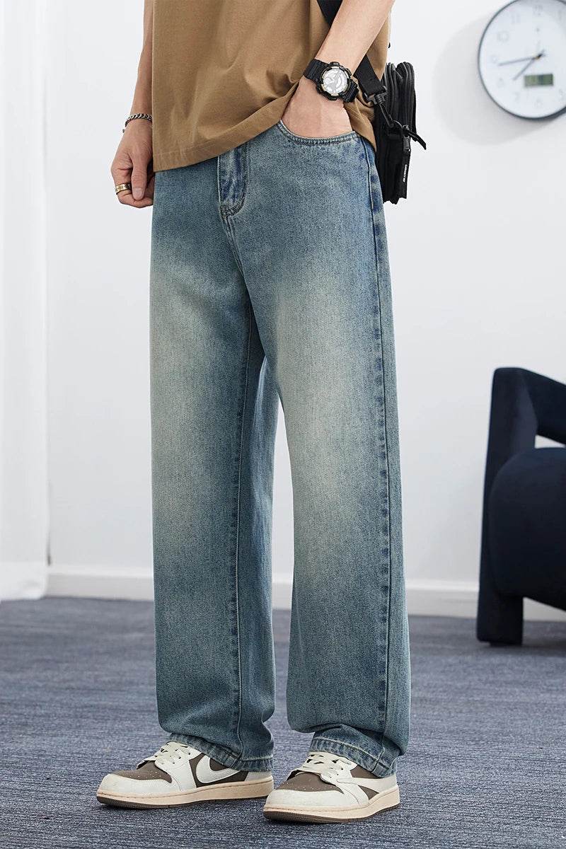 Men's Korean Style Straight Leg Lyocell Jeans - Lightweight & Casual - Buy Center US