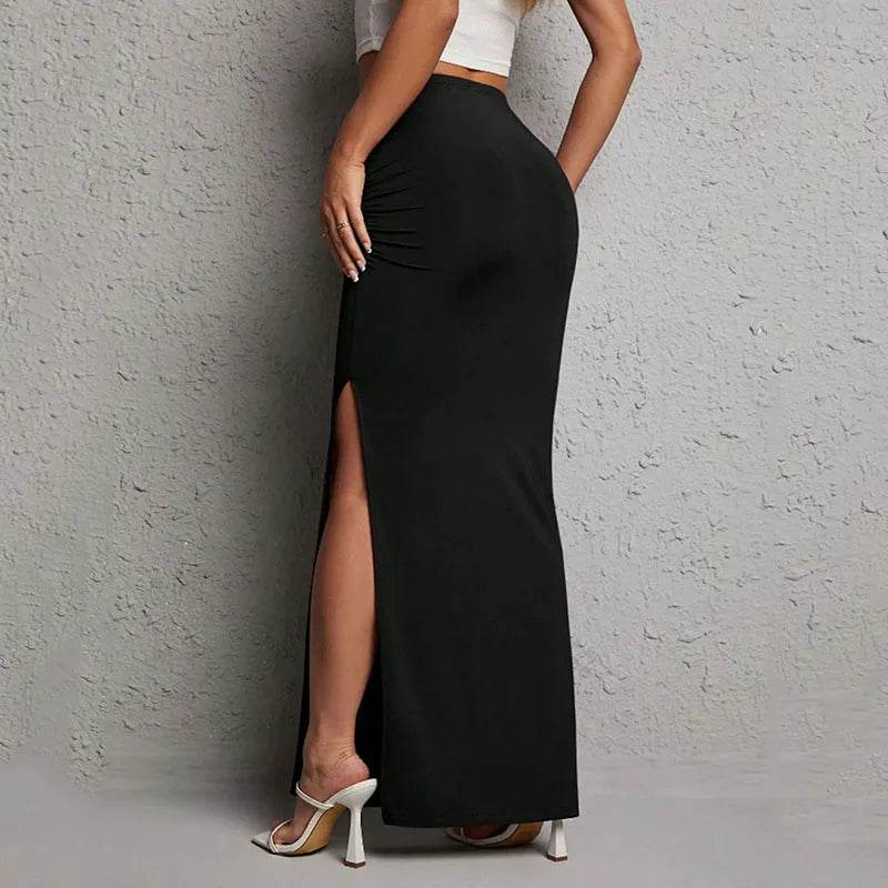 Lucyever High-Waisted Black Bodycon Skirt - Elegant Side Split Design - Buy Center US