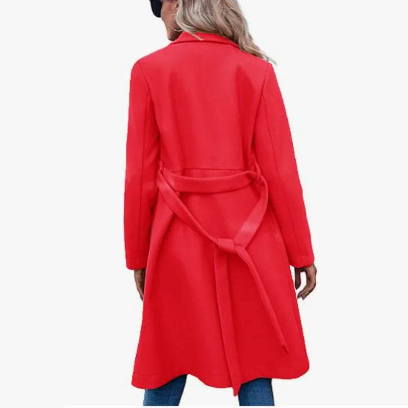 RVHSW Women's Wool Blend Coat - Double Breasted High Street Style - Buy Center US