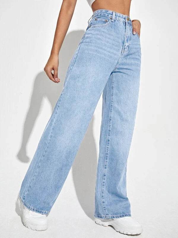 LEEYOVEE Women's High Waist Denim Wide Leg Pants - Casual All-Season Fit - Buy Center US