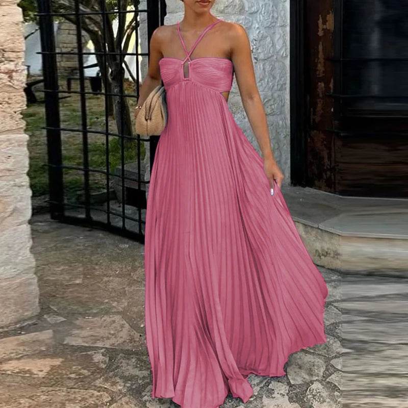 ELSVIOSE Sleeveless High Waist A-Line Holiday Dress - Summer Chic - Buy Center US