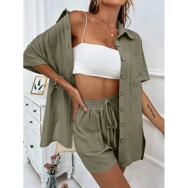 LCSKEREAL Women's Casual Cotton Linen Two-Piece Summer Set - Buy Center US