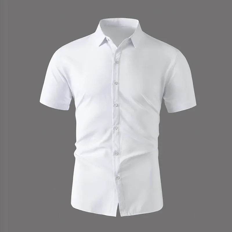 Men's Business Casual Short Sleeve Shirt - Solid Color, No Iron, Summer Ready - Buy Center US