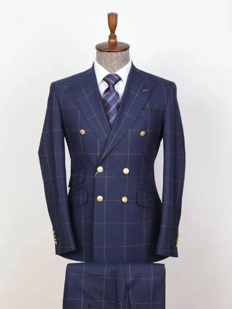 NCDIMS Tailor-Made Men’s Suit - 2 Piece Blazer & Pant with Gold Buttons - Buy Center US