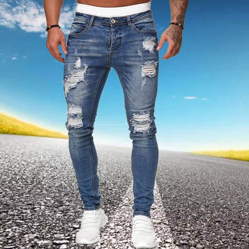 ZHANLINWU Men's Ripped Skinny Jeans - Vintage Wash Casual Denim - Buy Center US