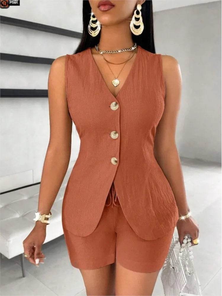 FUXIONGFU Women’s Summer Two-Piece Fashion Set - Elegant Office Look - Buy Center US