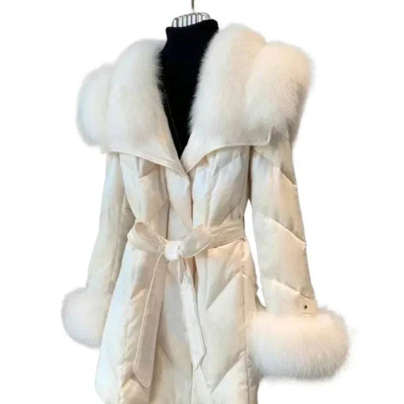 Women's High-End Slim-Fit Down Jacket with Fox Fur Collar - Buy Center US