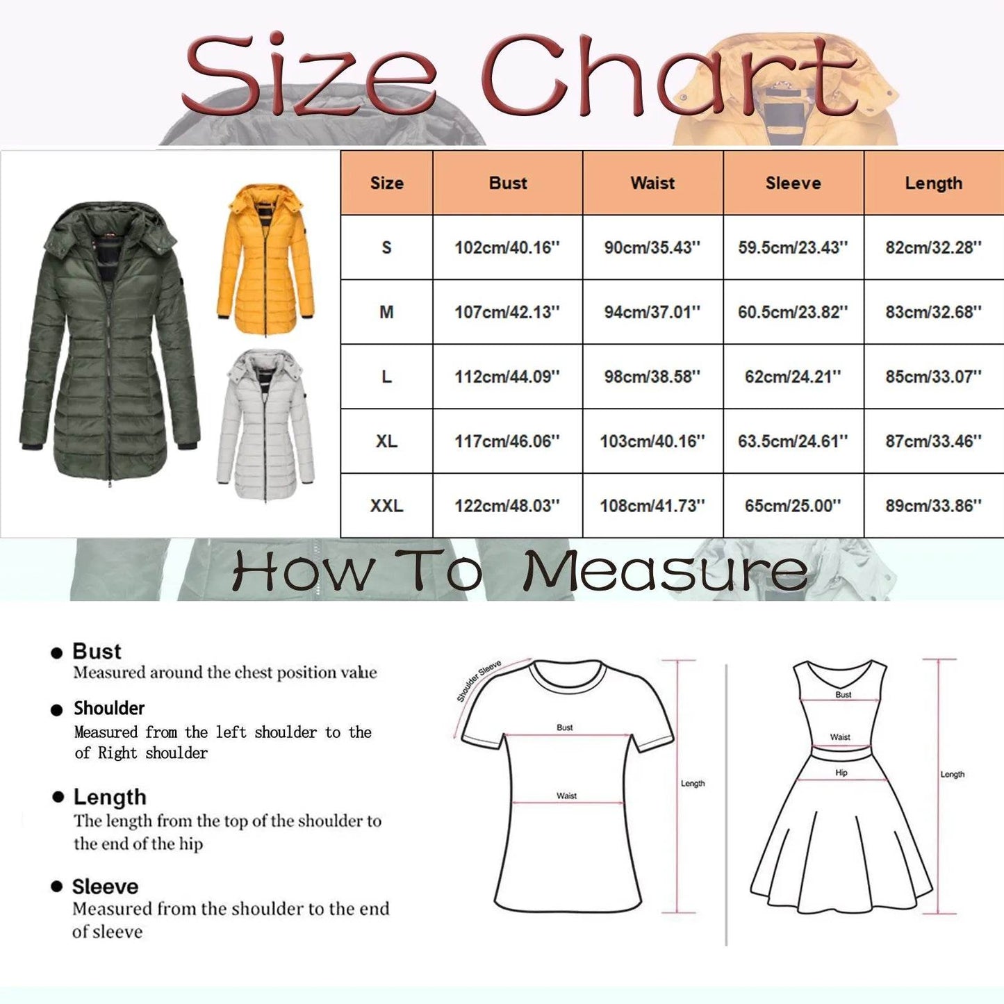 Women's Slim Fit Hooded Down Jacket - Warm Polyester Parka - Buy Center US
