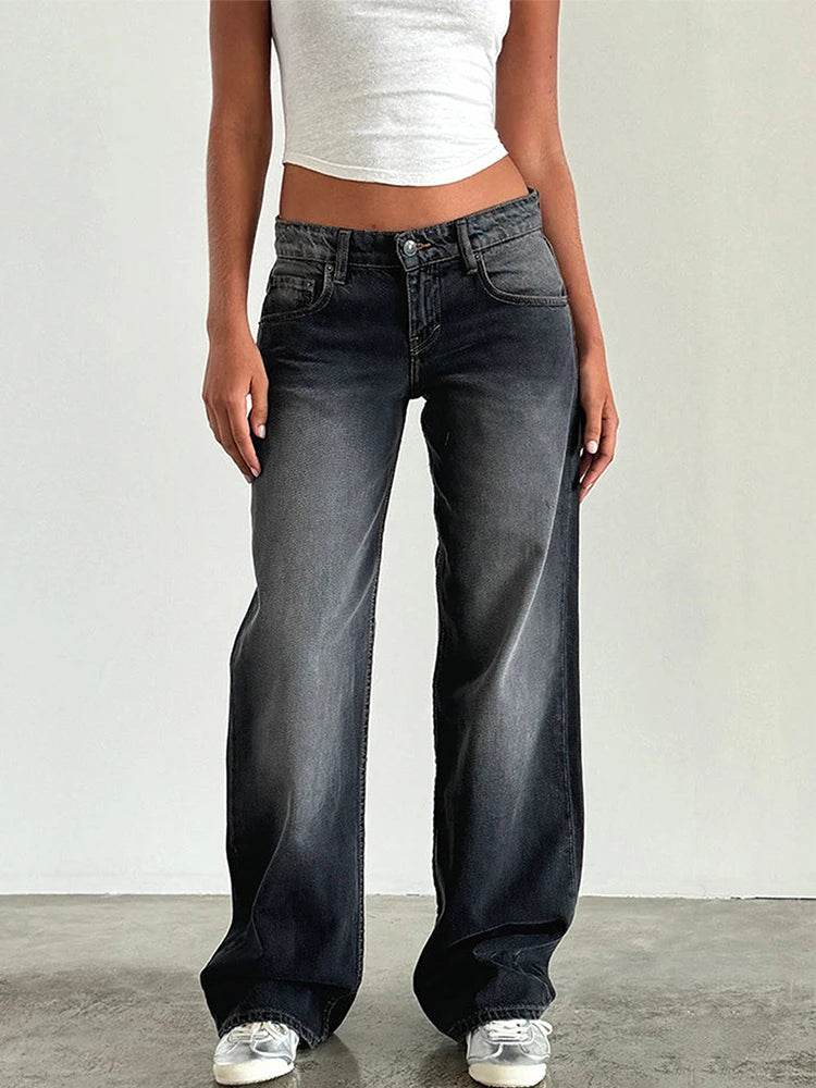 Y2K High Waist Baggy Jeans for Women - Vintage Loose Fit Denim - Buy Center US