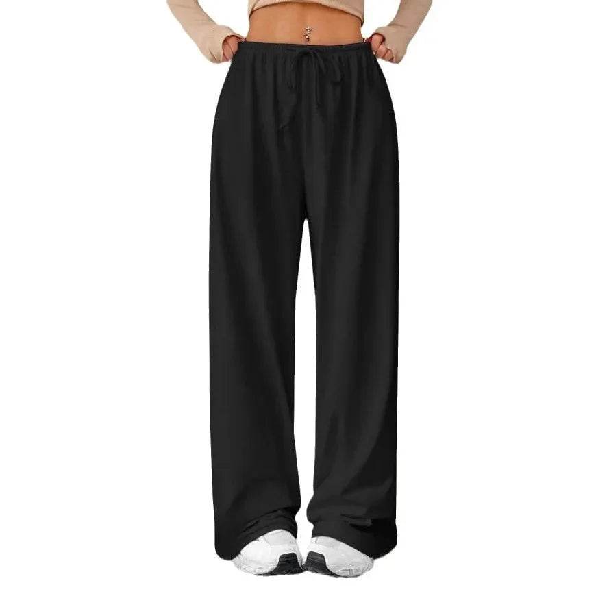 Women's Casual Wide Leg Trousers - Elastic Waist, Pure Color Pants - Buy Center US