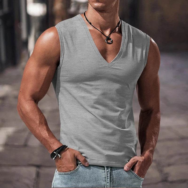 Men's Summer V-Neck Casual Tank Top - Breathable Sports Vest - Buy Center US
