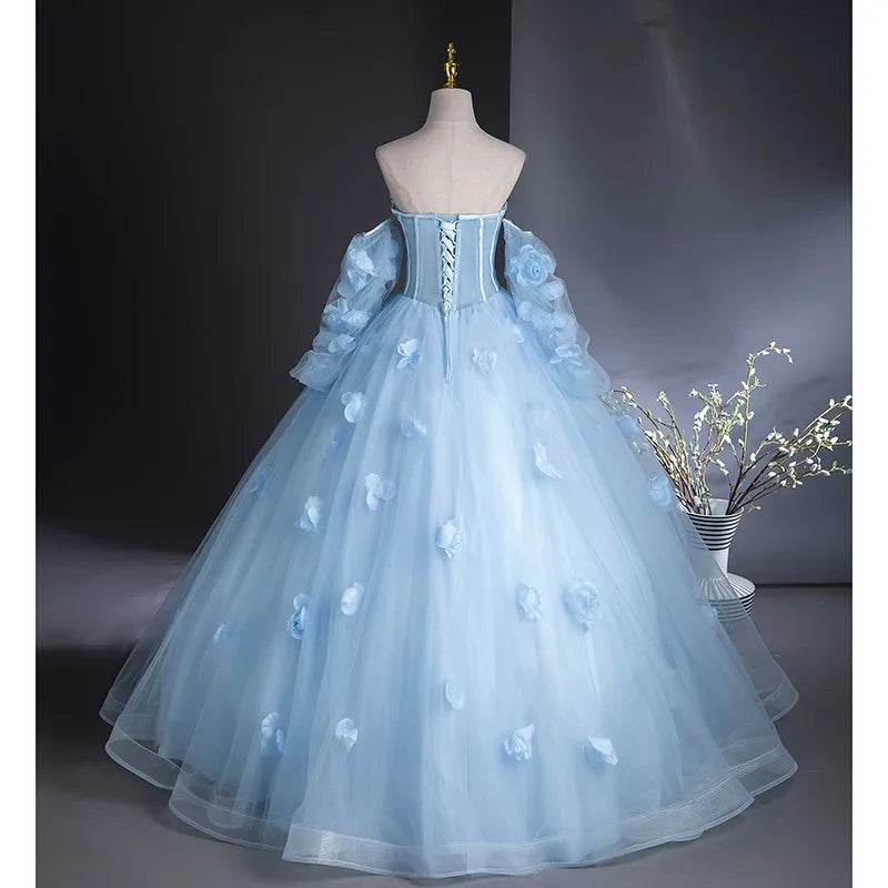 Maria Novia Light Blue Quinceanera Dress - Strapless Ball Gown Style - Buy Center US