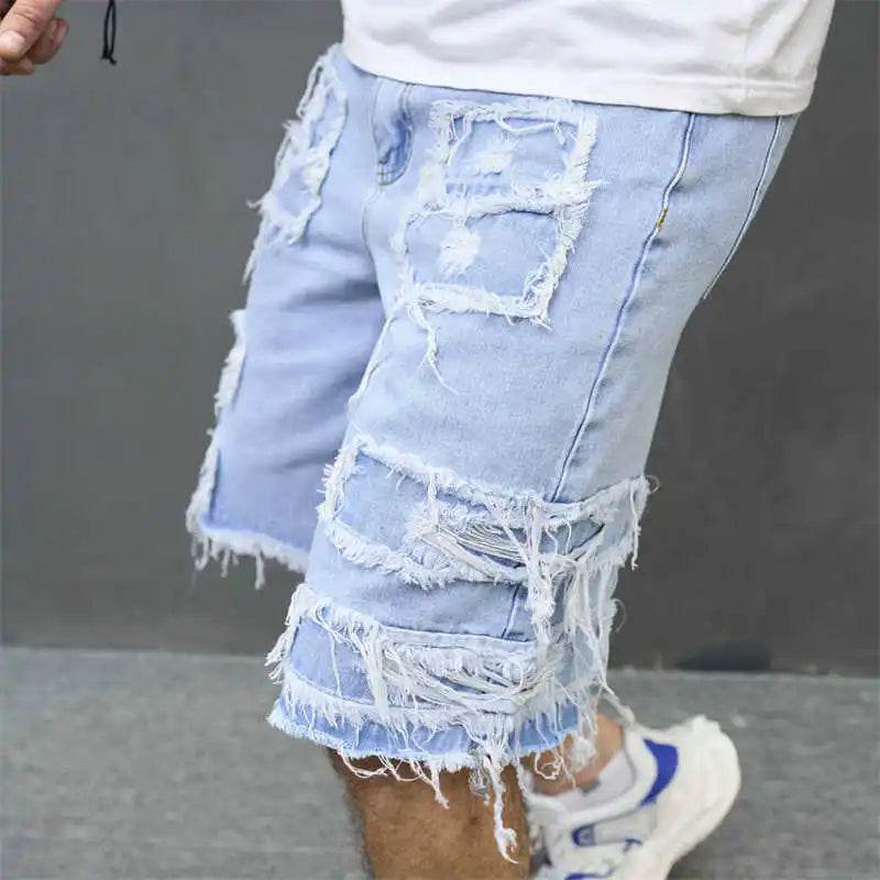 High-Streets Men's Ripped Denim Shorts - Casual Hip Hop Style - Buy Center US