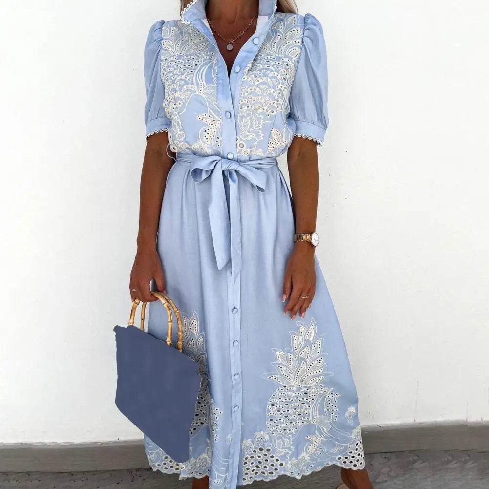 SANWOOD Women’s Summer Maxi Dress - Elegant Puff Sleeve, A-Line Style - Buy Center US