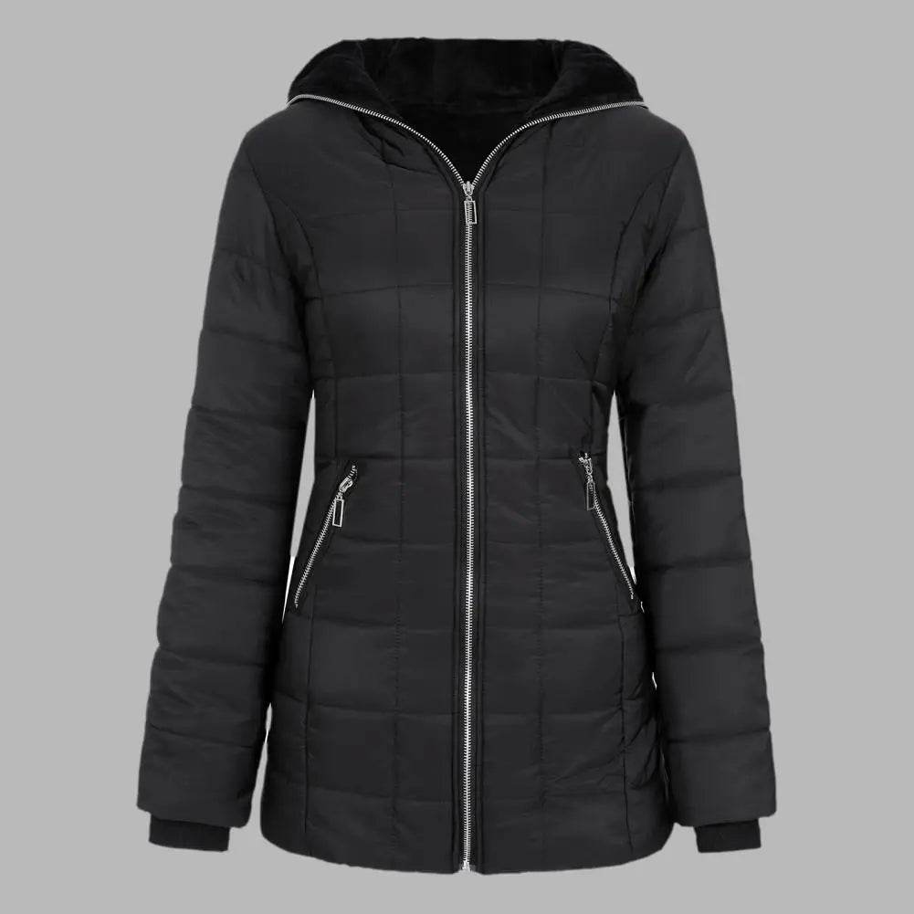 Women's Hooded Down Jacket - Thick Plush-Lined Winter Coat - Buy Center US