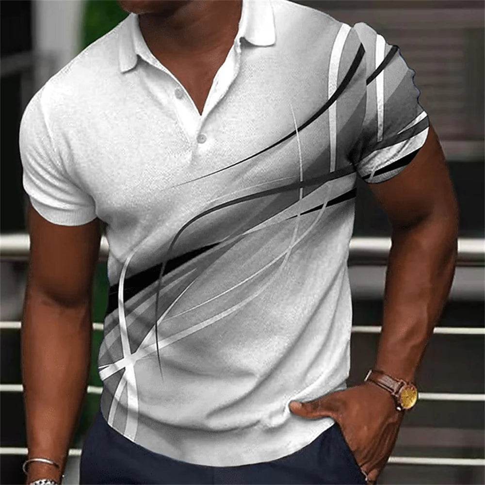 Men's Gradient Polo Shirt - Casual Short Sleeve Tees for All Seasons - Buy Center US