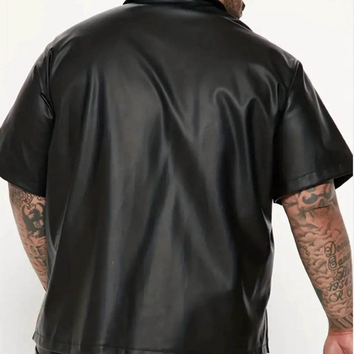 Men's Casual Oversized Leather Jacket - Short Sleeved Fashion Top - Buy Center US