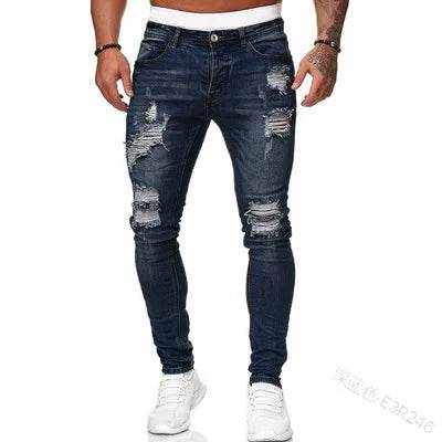 Men's Stretchy Ripped Skinny Jeans - High Quality Slim Fit Denim - Buy Center US