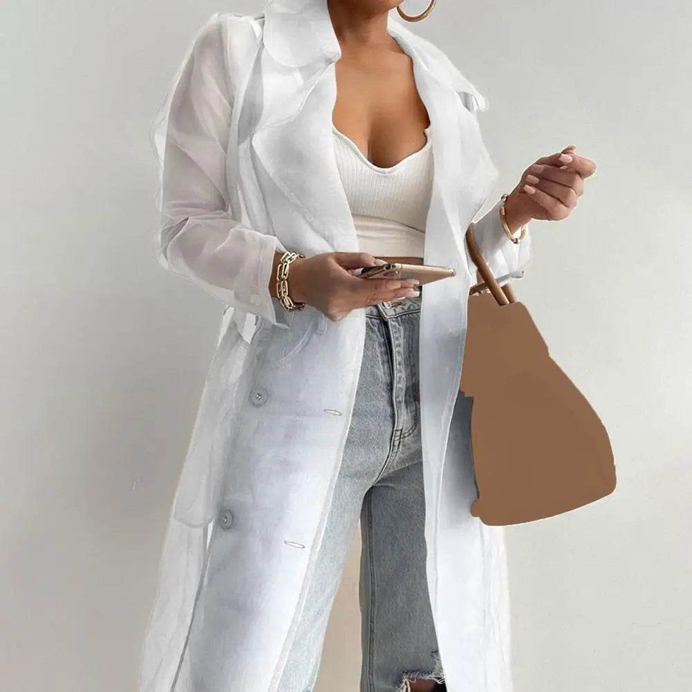 SANWOOD Women's Mesh Jacket - Puff Sleeve Long Summer Coat - Buy Center US