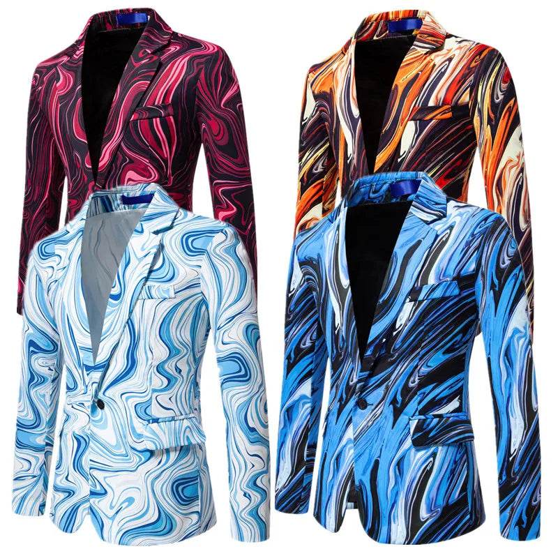 Qj Cinga Fashion 3D Printed Blazers for Men - Stylish Dance Party Jacket - Buy Center US