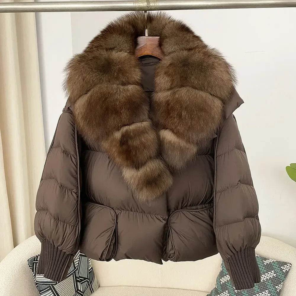 Women's Thick Warm Fox Fur Collar Coat - Casual Duck Down Jacket - Buy Center US