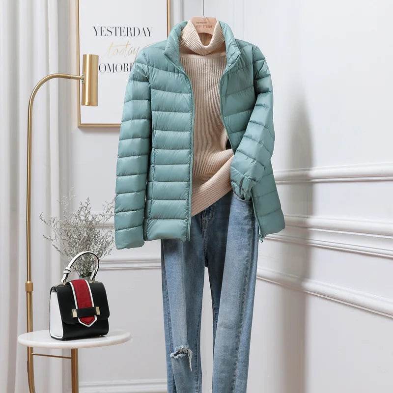 Ultralight Women’s Slim Fit Puffer Jacket - 15 Colors, Windproof Design - Buy Center US
