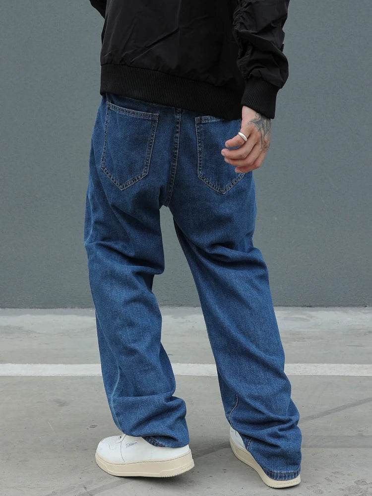 Men's Cotton Baggy Y2K Jeans - Loose Fit, Mid-Weight Casual Trousers - Buy Center US