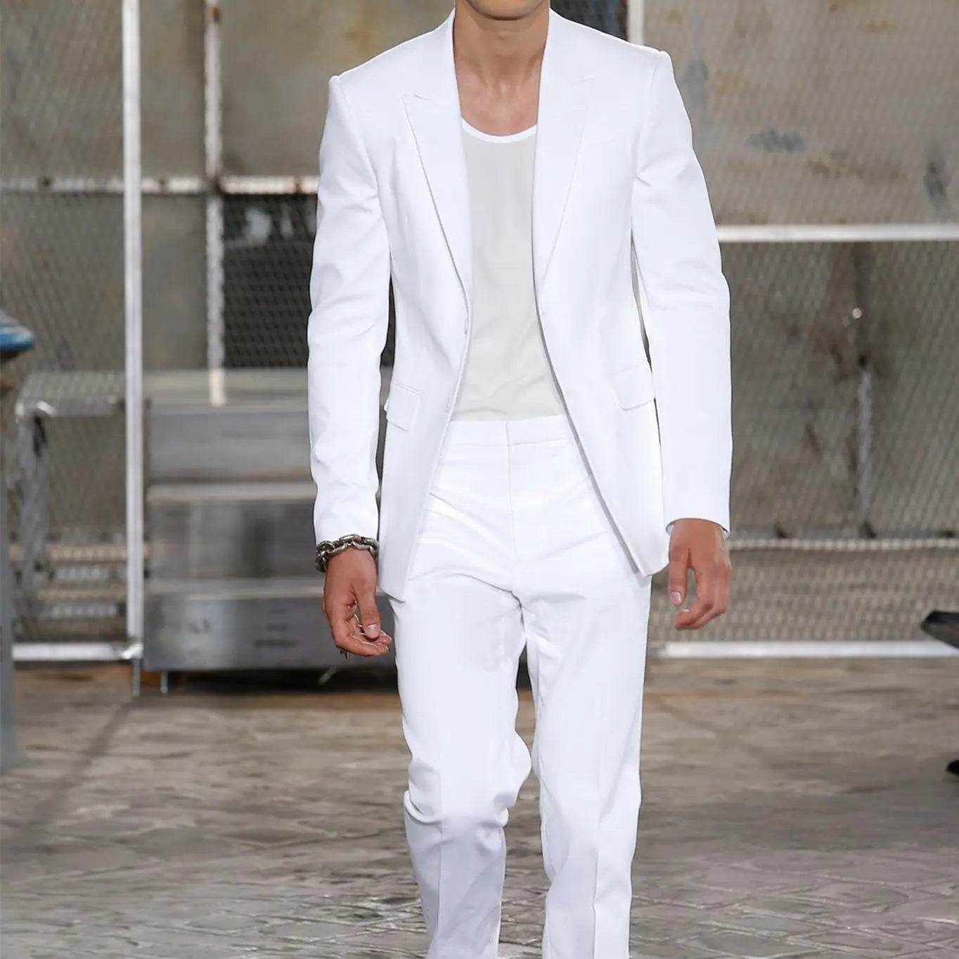 2023 Summer Men’s Groom Tuxedo Suit - Peaked Lapel Wedding Outfit - Buy Center US