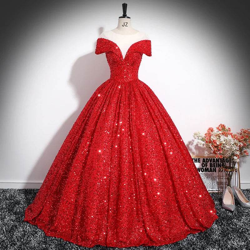 GUXQD Customized Ball Gown Quinceanera Dress - Sequins & V-Neck - Buy Center US