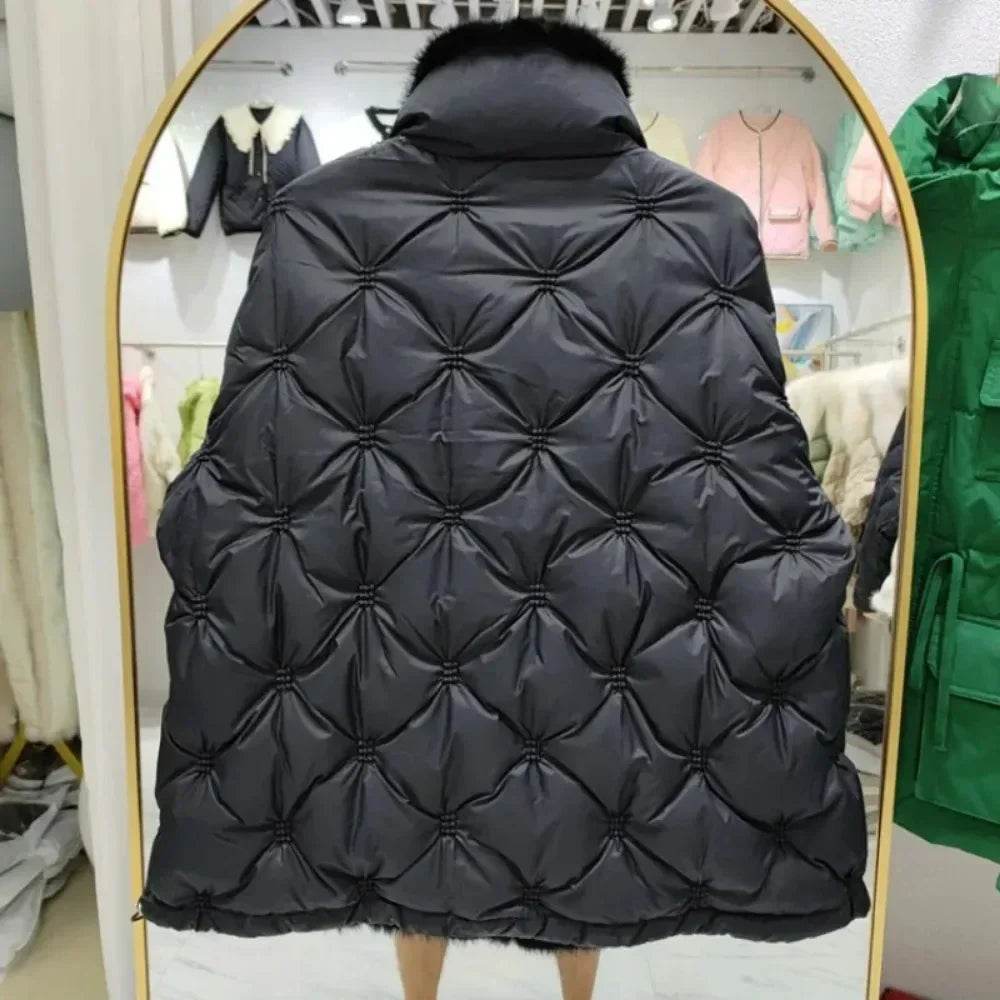 Winter Women’s Down Jacket - Embroidered Mink Fur Coat, Warm Parker - Buy Center US