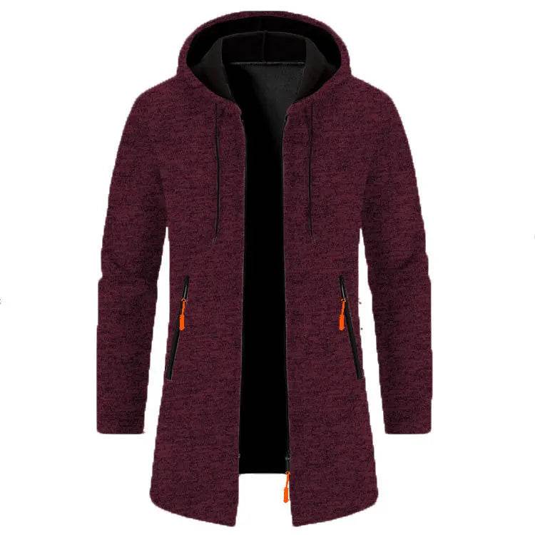 Men's Casual Long-Sleeved Hooded Cardigan Jacket - Solid Color Zipper Style - Buy Center US