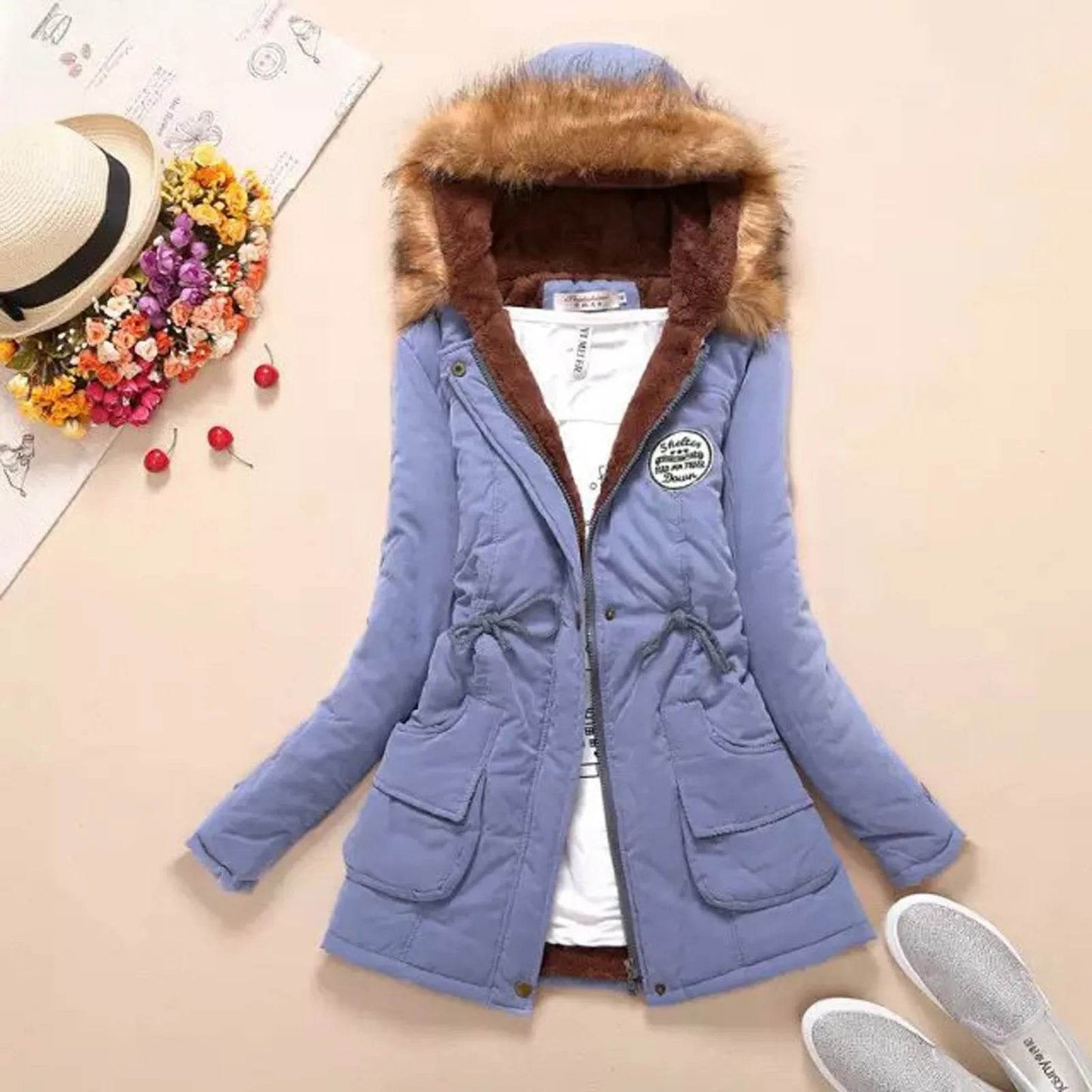 Women's Plus Size Warm Hooded Parka - Fleece Lined Mid-Length Jacket - Buy Center US
