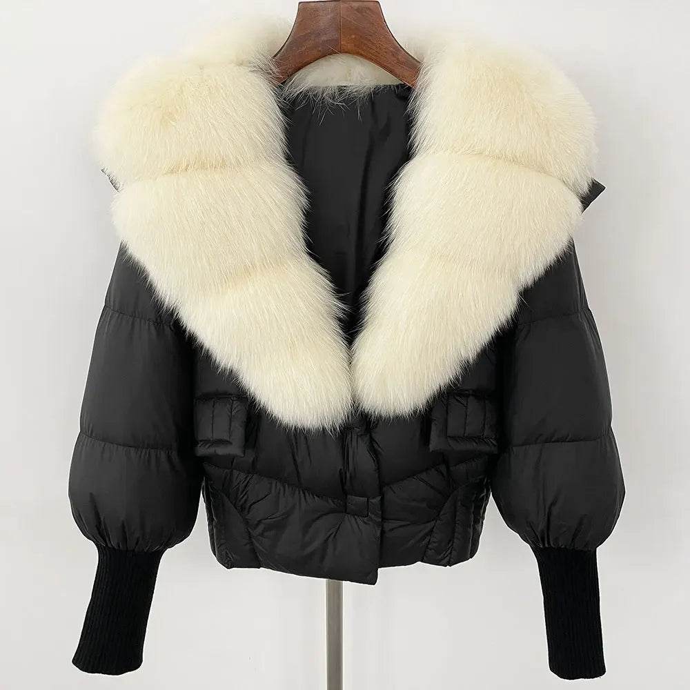 Elegant Casual Women’s Raccoon Fur Collar Coat - Winter Jacket 2024 - Buy Center US