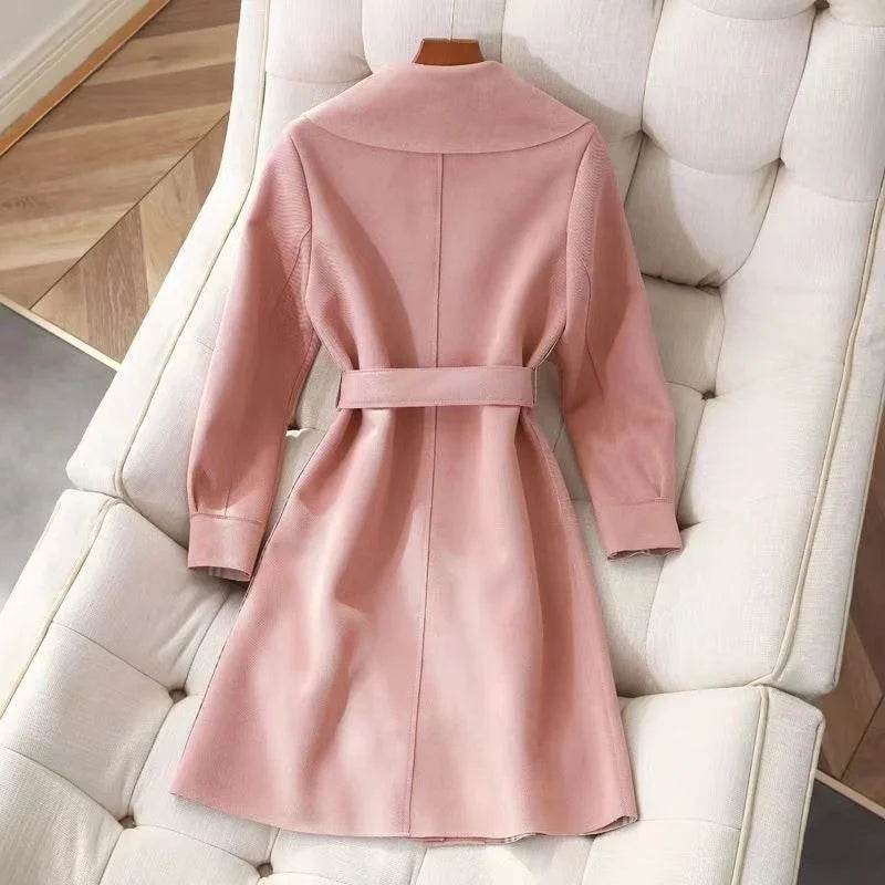 MEILUOYAFAN Women's Long Suede Trench Jacket - Trendy Autumn Fashion - Buy Center US