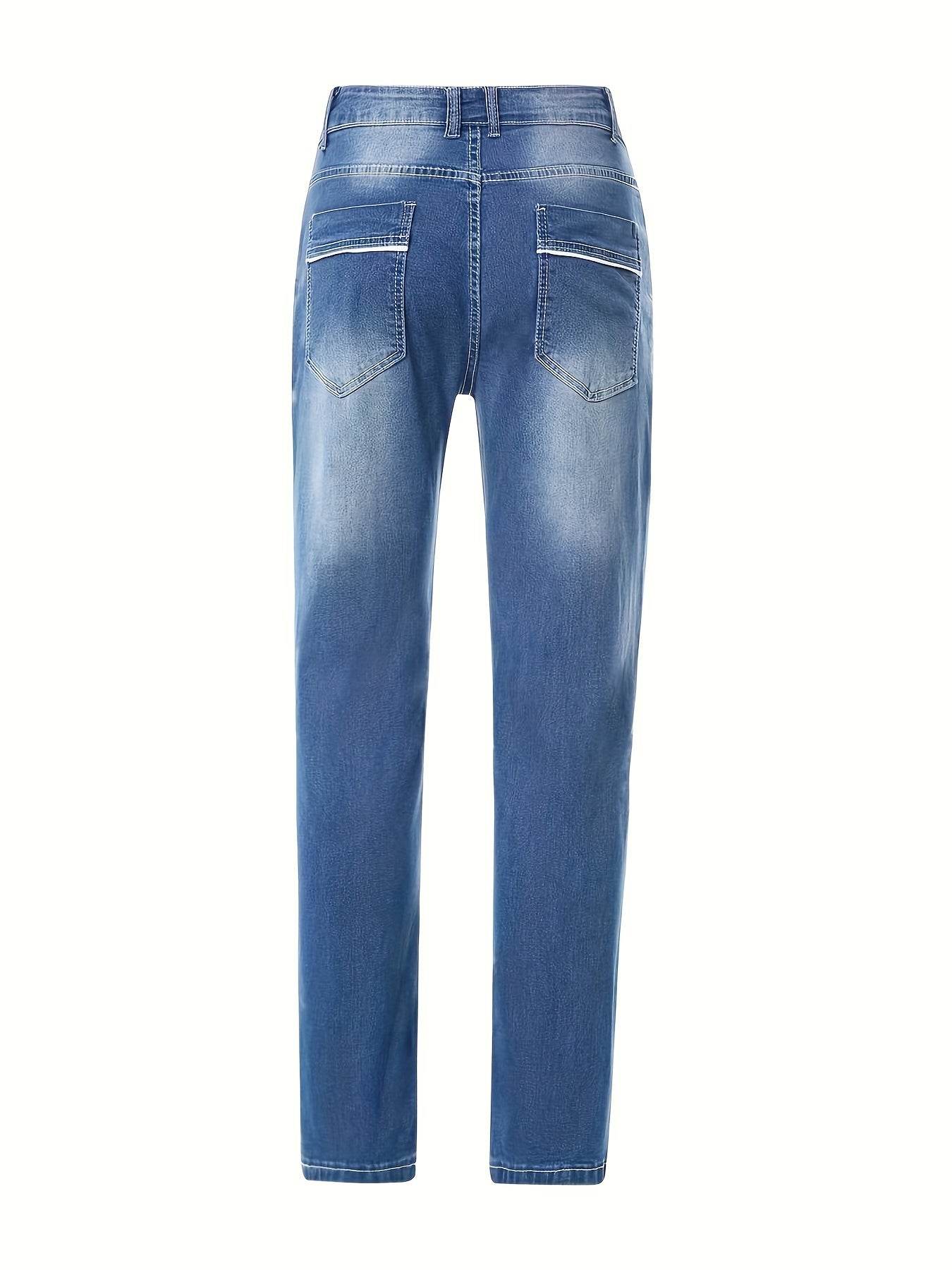 Men's Distressed Skinny Jeans - Medium Stretch Denim Pants for Casual Style - Buy Center US