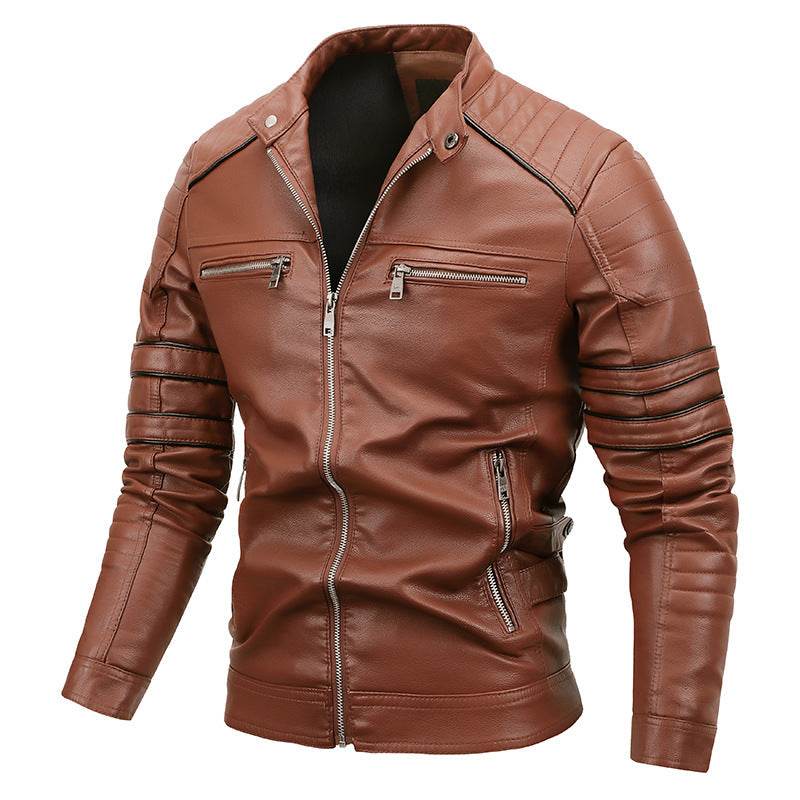 Buycenter Men's Plus Velvet Motorcycle Jacket - Casual & Stylish Fit - Buy Center US