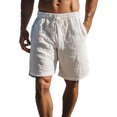 Buycenter Cotton Linen Drawstring Shorts - Elastic Waist, Multi-Pocket Style - Buy Center US