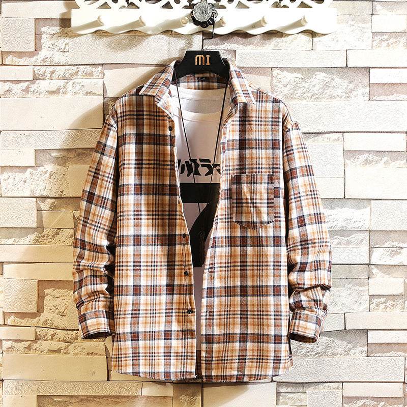 Buycenter Men's Checked Long-Sleeved Shirt - Stylish Japanese Fit & Design - Buy Center US
