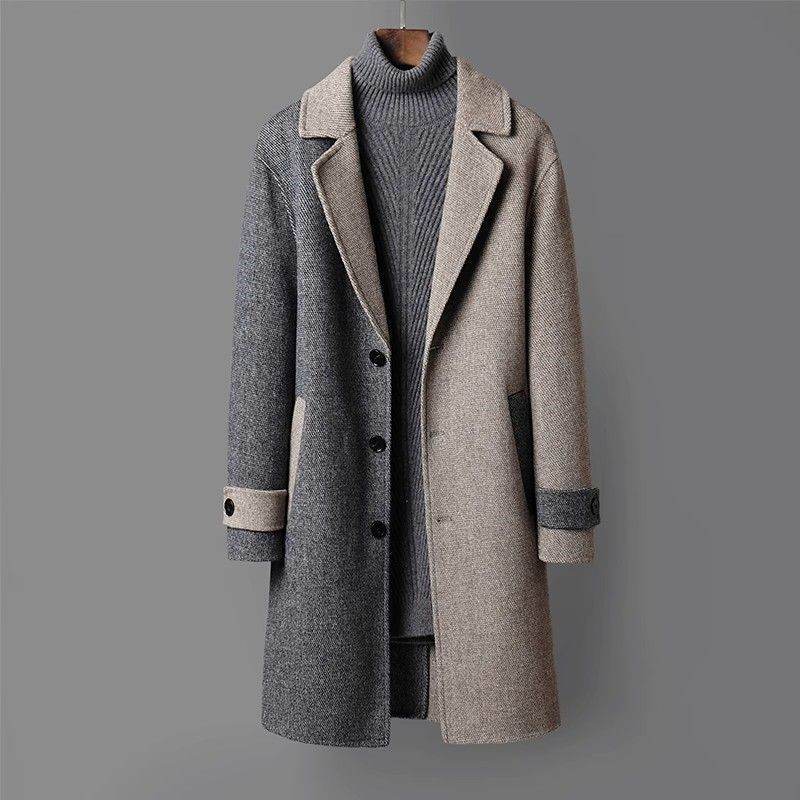 Buycenter Men's Mid-Length Woolen Coat - Korean Style Loose Fit - Buy Center US