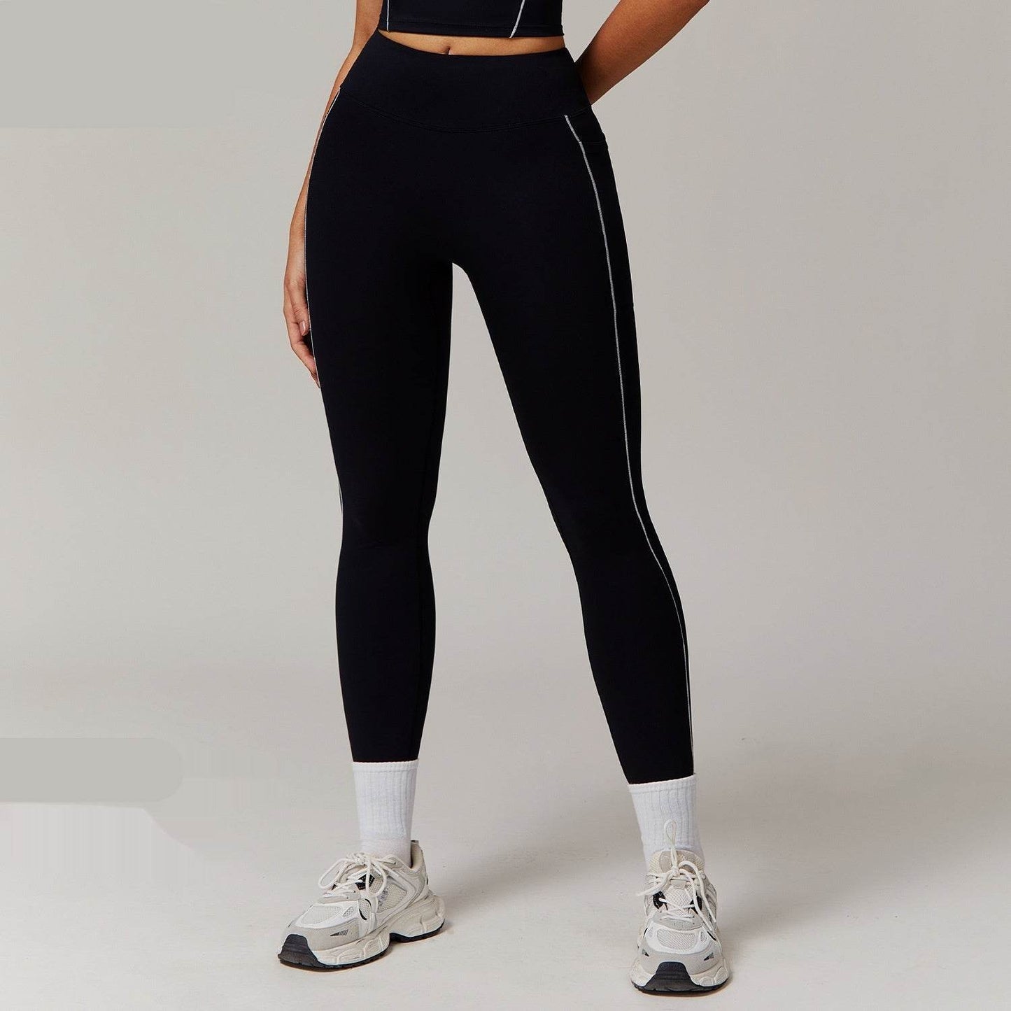 Contrast Color High Waist Yoga Pants - Pocket & Nude Feel for Women - Buy Center US