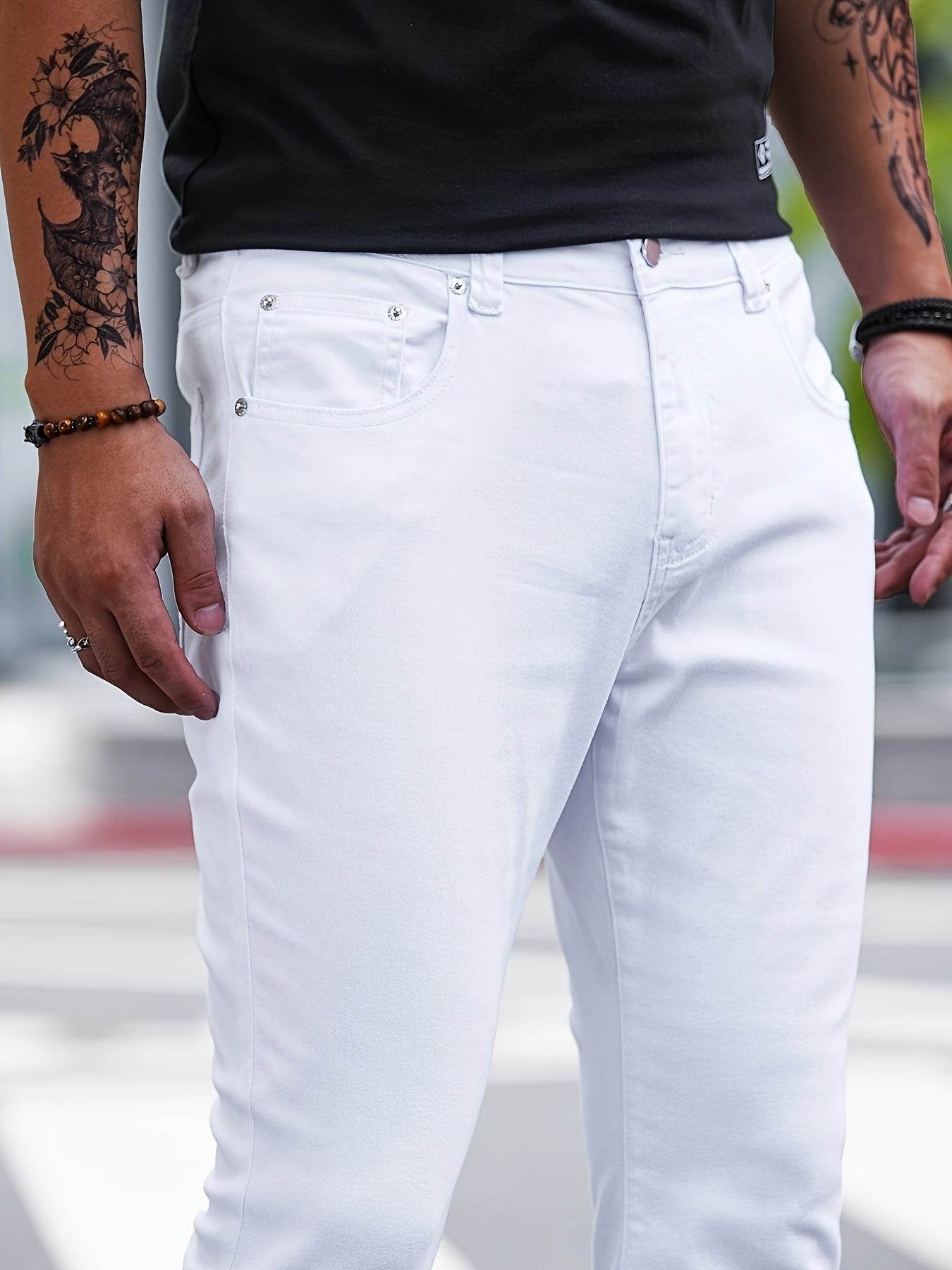 Men's Stretch Denim Flare Jeans - Casual Slim Fit, Pockets, Machine Washable - Buy Center US