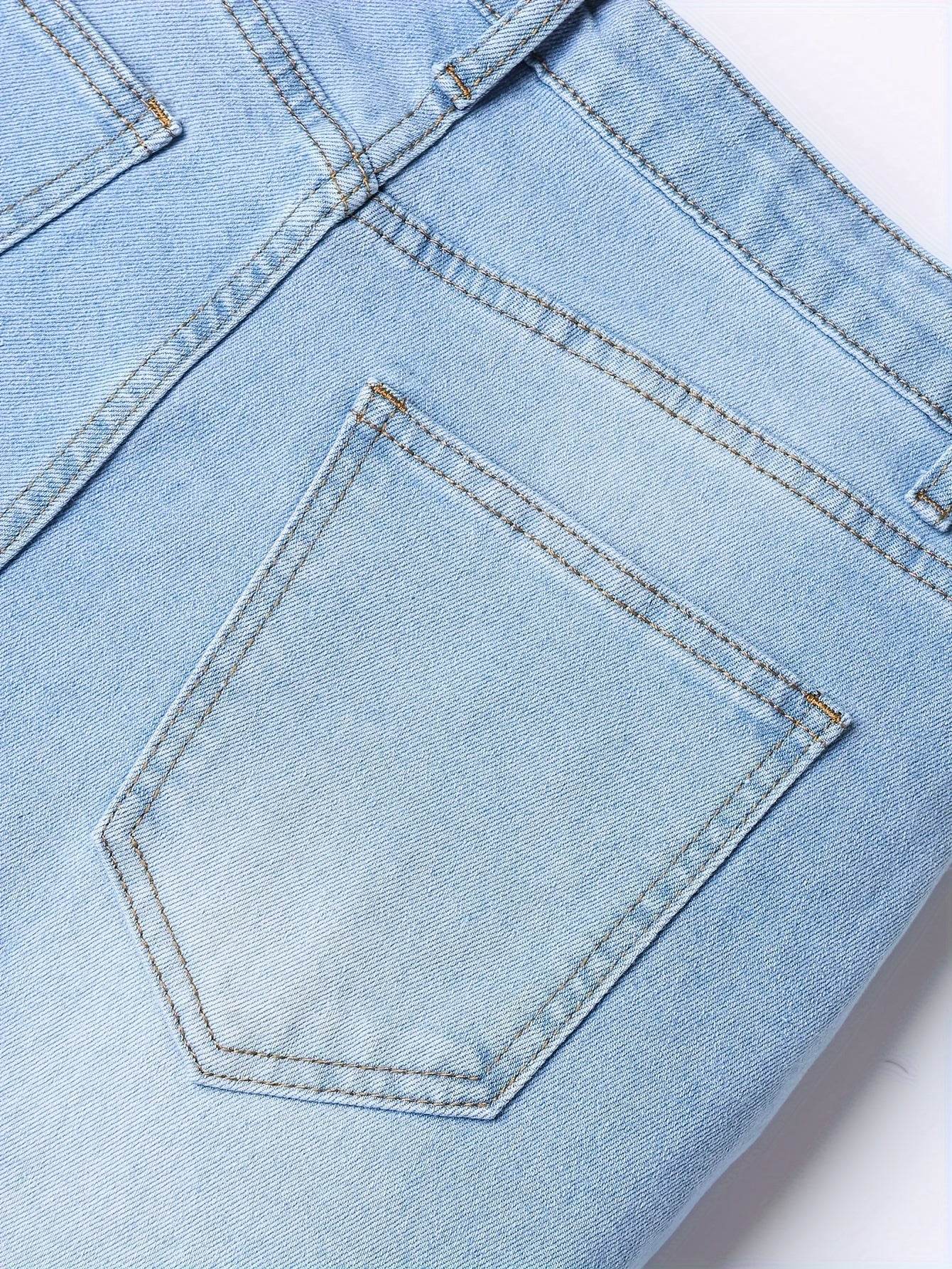 Men's Slim Fit Distressed Denim Jeans - Stretchy All-Season Casual Wear - Buy Center US